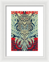 Rubino Zen Owl Blue - Framed Print Framed Print Pixels 9.375" x 14.000" White White
