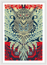 Rubino Zen Owl Blue - Framed Print Framed Print Pixels 32.000" x 48.000" White White