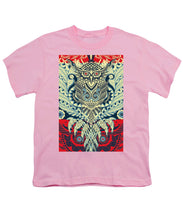 Rubino Zen Owl Blue - Youth T-Shirt Youth T-Shirt Pixels Pink Small 