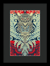 Rubino Zen Owl Blue - Framed Print Framed Print Pixels 8.000" x 12.000" Black Black