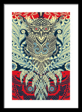 Rubino Zen Owl Blue - Framed Print Framed Print Pixels 13.375" x 20.000" Black White