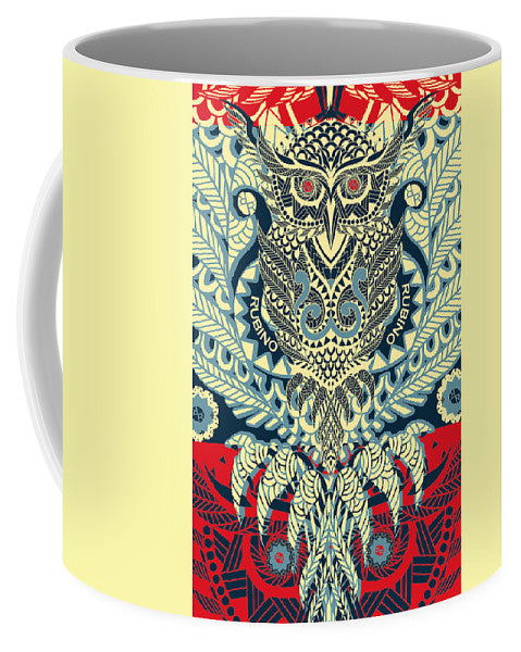 Rubino Zen Owl Blue - Mug Mug Pixels Small (11 oz.)  