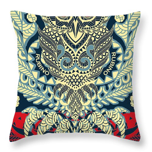 Rubino Zen Owl Blue - Throw Pillow Throw Pillow Pixels 14