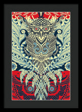 Rubino Zen Owl Blue - Framed Print Framed Print Pixels 13.375" x 20.000" Black Black