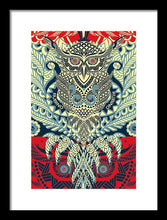 Rubino Zen Owl Blue - Framed Print Framed Print Pixels 9.375" x 14.000" Black White