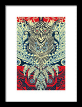 Rubino Zen Owl Blue - Framed Print Framed Print Pixels 8.000" x 12.000" Black White