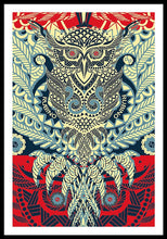 Rubino Zen Owl Blue - Framed Print Framed Print Pixels 32.000" x 48.000" Black White