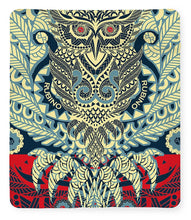 Rubino Zen Owl Blue - Blanket Blanket Pixels 50" x 60" Sherpa Fleece 