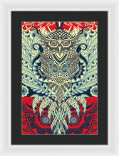 Rubino Zen Owl Blue - Framed Print Framed Print Pixels 13.375" x 20.000" White Black