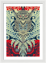 Rubino Zen Owl Blue - Framed Print Framed Print Pixels 20.000" x 30.000" White White