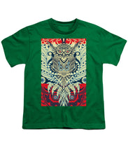 Rubino Zen Owl Blue - Youth T-Shirt Youth T-Shirt Pixels Kelly Green Small 