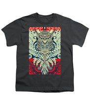 Rubino Zen Owl Blue - Youth T-Shirt Youth T-Shirt Pixels Charcoal Small 