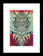 Rubino Zen Owl Blue - Framed Print Framed Print Pixels 6.625" x 10.000" Black White