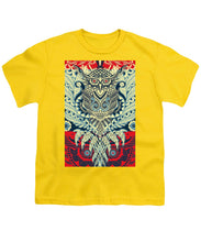 Rubino Zen Owl Blue - Youth T-Shirt Youth T-Shirt Pixels Yellow Small 