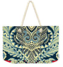 Rubino Zen Owl Blue - Weekender Tote Bag Weekender Tote Bag Pixels 24" x 16" Natural 