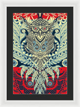 Rubino Zen Owl Blue - Framed Print Framed Print Pixels 16.000" x 24.000" White Black