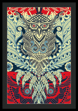 Rubino Zen Owl Blue - Framed Print Framed Print Pixels 24.000" x 36.000" Black Black