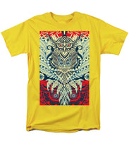 Rubino Zen Owl Blue - Men's T-Shirt  (Regular Fit) Men's T-Shirt (Regular Fit) Pixels Yellow Small 