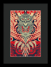 Rubino Zen Owl Red - Framed Print Framed Print Pixels 8.000" x 12.000" Black Black