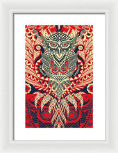 Rubino Zen Owl Red - Framed Print Framed Print Pixels 10.625" x 16.000" White White