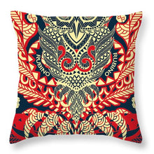 Rubino Zen Owl Red - Throw Pillow Throw Pillow Pixels 14" x 14" No 