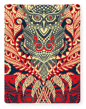 Rubino Zen Owl Red - Blanket Blanket Pixels 60" x 80" Sherpa Fleece 