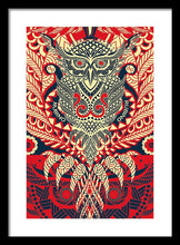 Rubino Zen Owl Red - Framed Print Framed Print Pixels 13.375" x 20.000" Black White