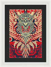Rubino Zen Owl Red - Framed Print Framed Print Pixels 13.375" x 20.000" White Black