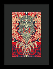 Rubino Zen Owl Red - Framed Print Framed Print Pixels 6.625" x 10.000" Black Black
