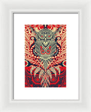 Rubino Zen Owl Red - Framed Print Framed Print Pixels 6.625" x 10.000" White White