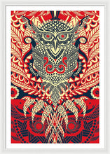 Rubino Zen Owl Red - Framed Print Framed Print Pixels 32.000" x 48.000" White White