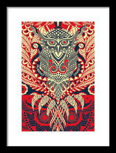 Rubino Zen Owl Red - Framed Print Framed Print Pixels 9.375" x 14.000" Black White