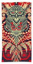Rubino Zen Owl Red - Beach Towel Beach Towel Pixels Beach Sheet (37" x 74")  