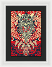 Rubino Zen Owl Red - Framed Print Framed Print Pixels 10.625" x 16.000" White Black