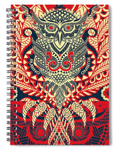 Rubino Zen Owl Red - Spiral Notebook Spiral Notebook Pixels 6" x 8"  