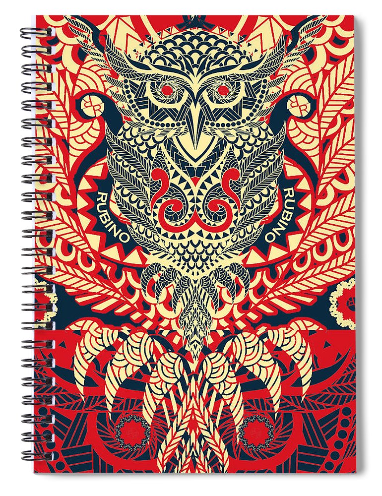 Rubino Zen Owl Red - Spiral Notebook Spiral Notebook Pixels 6