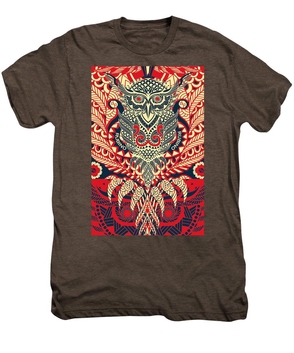 Rubino Zen Owl Red - Men's Premium T-Shirt Men's Premium T-Shirt Pixels Mocha Heather Small 