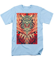 Rubino Zen Owl Red - Men's T-Shirt  (Regular Fit) Men's T-Shirt (Regular Fit) Pixels Light Blue Small 