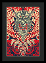 Rubino Zen Owl Red - Framed Print Framed Print Pixels 13.375" x 20.000" Black Black