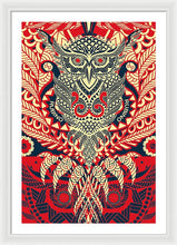 Rubino Zen Owl Red - Framed Print Framed Print Pixels 24.000" x 36.000" White White