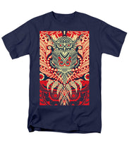 Rubino Zen Owl Red - Men's T-Shirt  (Regular Fit) Men's T-Shirt (Regular Fit) Pixels Navy Small 
