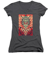 Rubino Zen Owl Red - Women's V-Neck (Athletic Fit) Women's V-Neck (Athletic Fit) Pixels Charcoal Small 