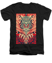 Rubino Zen Owl Red - Men's V-Neck T-Shirt Men's V-Neck T-Shirt Pixels Black Small 