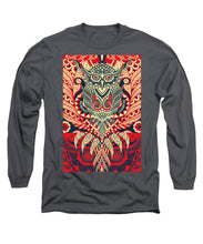 Rubino Zen Owl Red - Long Sleeve T-Shirt Long Sleeve T-Shirt Pixels Charcoal Small 