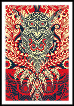 Rubino Zen Owl Red - Framed Print Framed Print Pixels 32.000" x 48.000" Black White