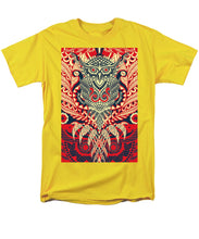 Rubino Zen Owl Red - Men's T-Shirt  (Regular Fit) Men's T-Shirt (Regular Fit) Pixels Yellow Small 