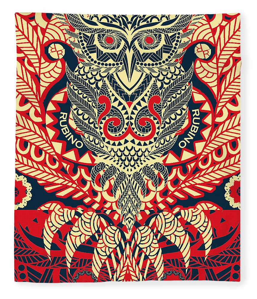 Rubino Zen Owl Red - Blanket Blanket Pixels 50