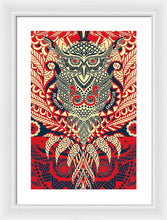 Rubino Zen Owl Red - Framed Print Framed Print Pixels 13.375" x 20.000" White White
