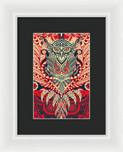 Rubino Zen Owl Red - Framed Print Framed Print Pixels 6.625" x 10.000" White Black