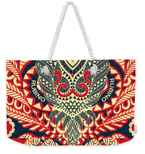 Rubino Zen Owl Red - Weekender Tote Bag Weekender Tote Bag Pixels 24" x 16" White 